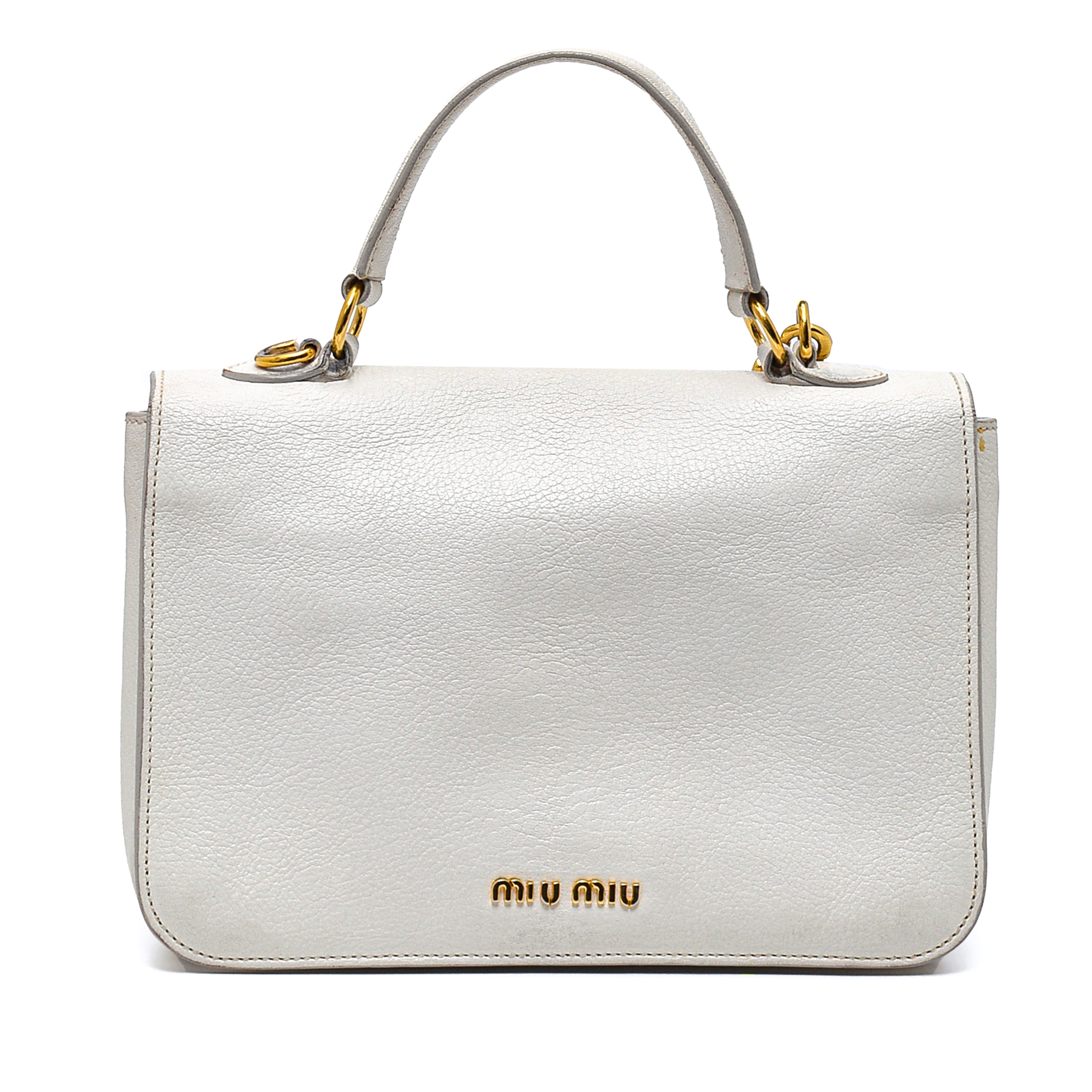 Miu Miu - White Leather Medium Fiorentina Bag